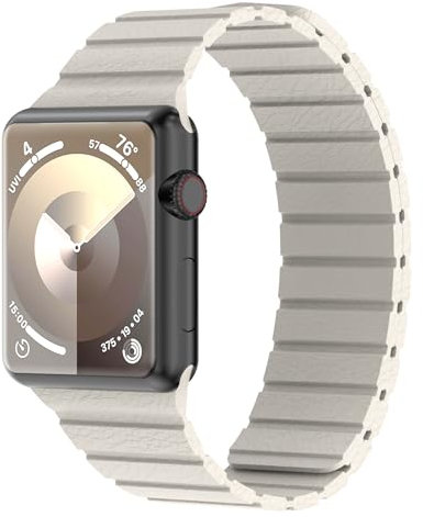 Synchro Bands Kompatibel mit Apple Watch Armband Magnetisch 38mm 40mm 41mm 42mm 44mm 45mm 49mm,Lederband Ersatzarmband Herren Damen Armbands für iWatch Series Ultra 9 8 7 6 5 4 3 2 1 SE