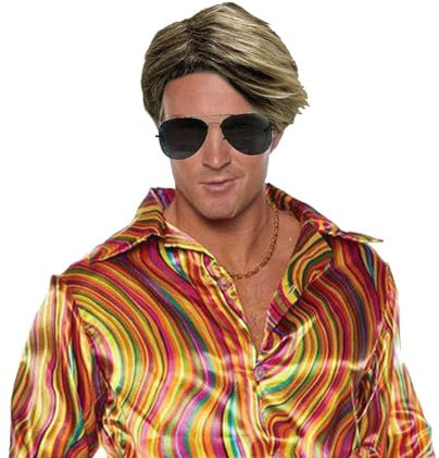 XNIVUIS Perücke 80er 90er Jahre Outfit Accessoires Herren, Herren Perücke, Herren 80er Jahre Perücke Rocker Punk Popstar Perücke, Männer Karneval Fasching Perücke Halloween Party Kostüme (2 Pcs)