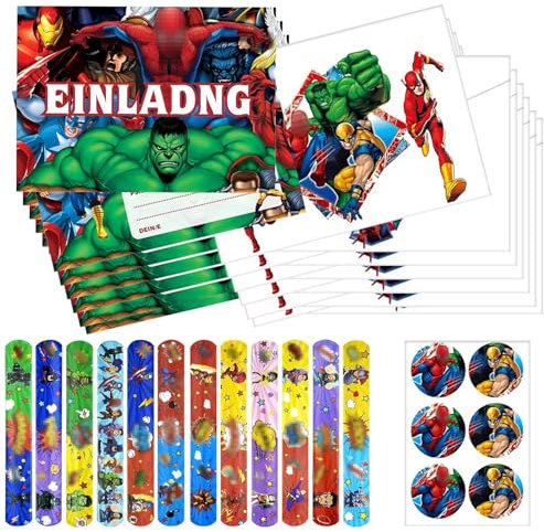 VAVICRAP Einladungskarten Kindergeburtstag Junge 12 Einladung Kindergeburtstag Junge 12 Schnapparmband Kinder Partyeinladungen Jungen Geburtstagseinladungen für Kindergeschenke Geburtstags Party