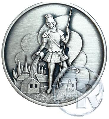 Generisch Heiliger St. Florian Schlüsselanhänger & Plakette, 999-feinversilbert, Gesegnet und Geweiht (Plakette)