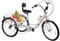 24 Zoll Dreirad für Erwachsene, 7 Gang Fahrrad Mit Einkaufskorb und Rückenlehne, Faltbares Outdoor-Dreirad für Senioren (Weiß)