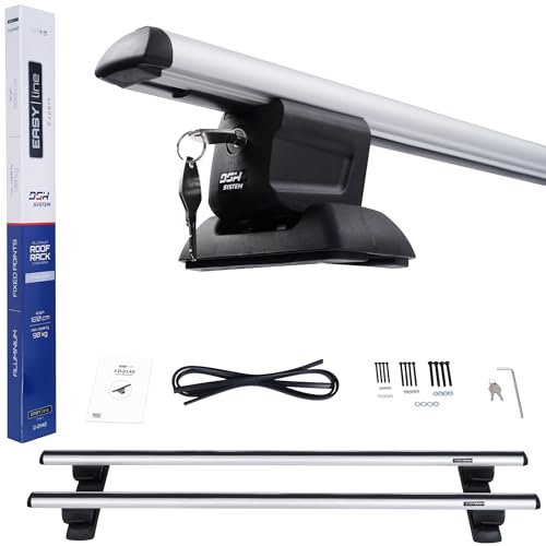 DGH SYSTEM Easy Line Expert Kompletter Aluminium-Dachträger Relingträger kompatibel mit Volkswagen Caddy (mk IV) Van 2016-2021 mit Befestigungspunkte abschließbar, Nutzlast 90 kg