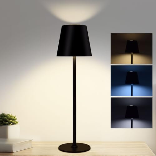 Lampada da Tavolo, Lampada da Tavolo Senza Fili, con Batteria da 5200 mAh, Lampada da Tavolo a Batteria Ricaricabile con USB, IP54 Impermeabile per Soggiorno Camera da Letto Sala da Pranzo Bar