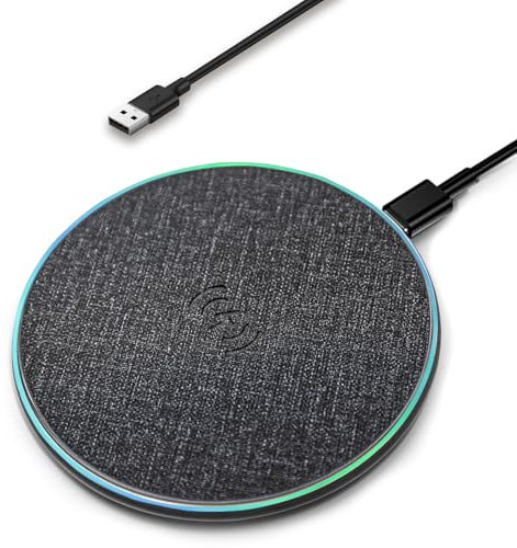 ideallife Wireless Charger with Indicator Light, Fast Wireless Charging Pad with Built-In USB-C Cable, Qi-Certified 15W Max Compatible with iPhone 15/14/13/12/XS AirPods, Samsung Galaxy S24/S23 HUAWE