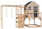 Wendi Toys M21G-G Spielhaus Kinder Outdoor, Quadro Klettergerüst mit Plattform, Kletterwand & Turnringen, Grau, FSC Holz, 197 x 356 x 242 cm, Kletterturm Outdoor, Spielhaus Holz für Kinder