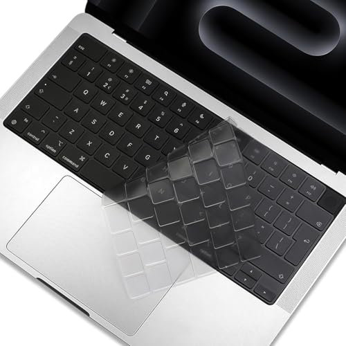 Tastaturabdeckung für MacBook 2024, 14 Zoll, M4 Pro/Max Chip-Modell A3112, A3185, A3401, A3186, A3403, UK/EU-Layout, TPU-Schutz-Zubehör, transparent
