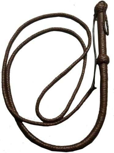 Frusta Indiana Jones in vera pelle bovina marrone, 1,2 m