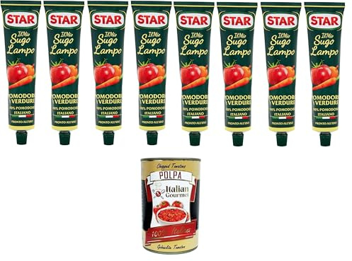 Italian Gourmet Il Mio Sugo Lampo, sugo di verdure Tomatensauce, 8 x 140g | Pronto in pochi minuti; fruchtig mit Gemüse, praktisch portioniert für, Gesamtnettogewicht 1,12 kg + Kostenlos Polpa 400g