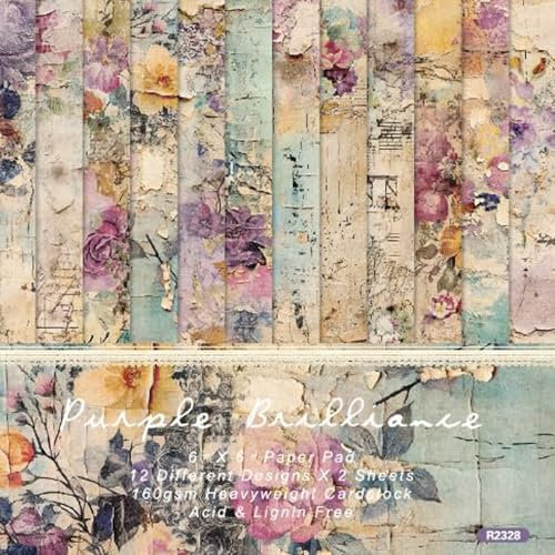 24 Stücke Scrapbooking Papier 15*15cm Vintage Scrapbook Papier Zubehör Decoupage Papier Bastelpapier Weihnachten Designpapier für DIY Tagebuch Handwerk Notizbuch Alben Blumenmuster（rosa）