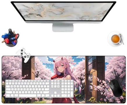 Générique The Franxx Zero Two Mauspad – spezielle Oberfläche verbessert Geschwindigkeit und Präzision, rutschfestes Mauspad für Büro, strukturierte Oberfläche, 800 x 300 x 3 mm (1)