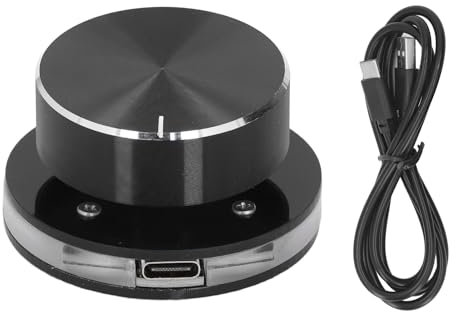 USB Volume Control Knob, Multimedia Controller Knob C External Media Adjustment with RGB Light