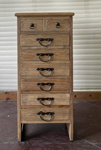 Kunibert Apothekerschrank Aktenschrank Büroschrank Apotheke Schrank Sideboard Kommode Kommodenschrank Sideboardschrank mit 8 Schubladen Breite46xHöhe95cm Farbe Natur