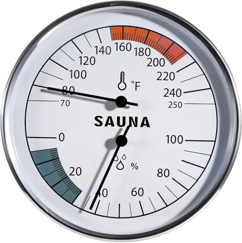 Sauna Thermometer Hygrometer, 2 in 1 Fahrenheit Thermometer Hygrometer for Sauna Room, Indoor Humidity Temperature Monitor Gauge Sauna Accessories