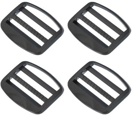 PATIKIL Ladder Lock Buckle Slider 38mm, 4 Pack Zinc Alloy Adjustable Webbing Strap Release Buckles Belt Tri-Glide for Backpack Sewing DIY, Black