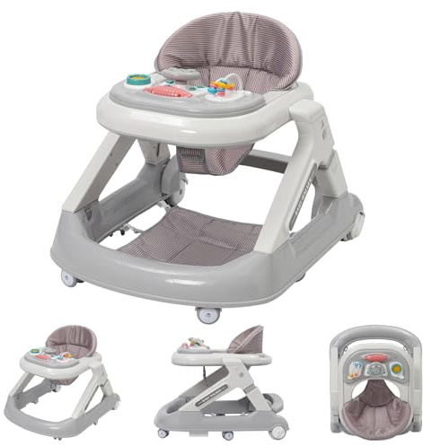 Baby Walker 3 in 1 Faltbarer Multifunktionsstuhl Höhenverstellbar Runde Form Lauflernwagen mit Rad