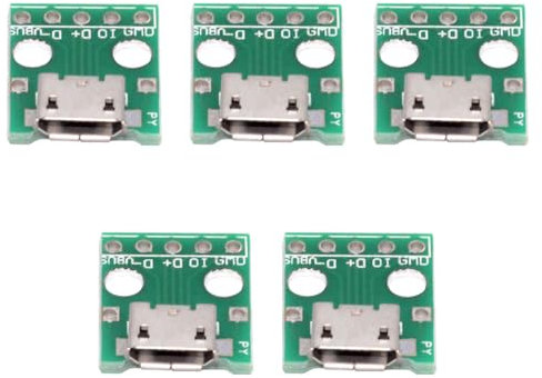 NFHK Lot de 5 connecteurs femelles USB 2.0 Micro-B à monter soi-même, OEM, avec bride, montage sur PCB, type à souder, 480 Mbps
