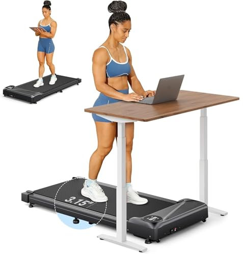 Tapis Roulant avec Télécommande et écran LCD Moteur 2.5HP Walking Pad Tapis de Course Ultra Silencieux Compact pour Maison/Bureau Pas d'assemblage (Noir)