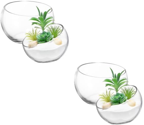 Toyvian 2 Set Vaso Da Piantare Da Tavolo Circolare Idroponico Cactus Contenitori Piccolo Contenitore Trasparente Portavaso Per Fioriera in Vaso Di Fiori Bicchiere 2 Pezzi * 2