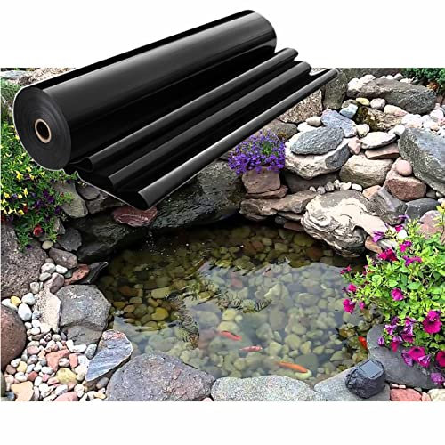 Robuste 8-Mil-HDPE-Teichfolie für Koiteiche, Wasserfälle und Springbrunnen – Flexible Schwarze Folie für Fische, Wasserspiele im Garten und Pflanzkübel (8 x 8 m)