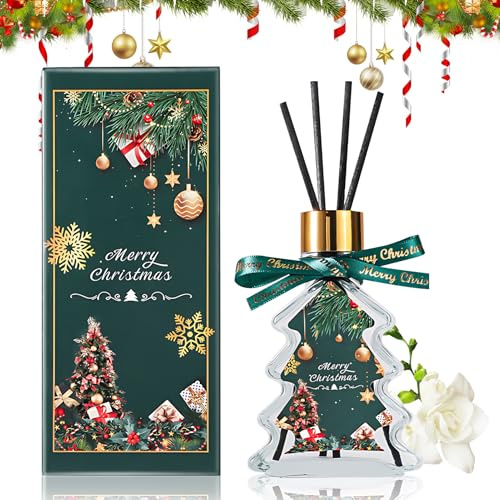 Duftstäbchen Weihnachten, Reed Diffuser, Raumduft Weihnachten, 100ml (Grün) | Weihnachten Raumduft , Langanhaltend, Natürlicher Raumduft Ohne Chemie, Gardenienduft raumduft Stäbchen für Raumdufts Winter