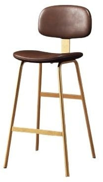 WANGHAI-666 Chaise de Bar Tabouret Haut à Dossier Marron, Chaise Haute de Bar en Fer for Restaurant, Pieds dorés Tabourets de Bar