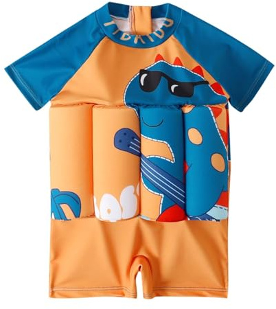 Generisch Kinder Schwimmende Badeanzüge Baby Jungen Mädchen 1 Stück Schwimmen Anzug Kurze Ärmel Auftrieb Badebekleidung Hawaiian Sommer Urlaub Strand Sport Schwimmen Kostüm