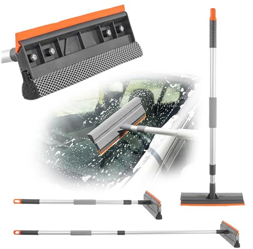 KADAX Fensterabzieher mit Teleskopstange, Teleskop Fensterwischer mit Gummilippe für Fensterreinigung, Fensterreiniger, Fenster Abzieher, Fensterputz (61-99 cm)