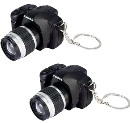 Wpppan Lot de 2 porte-clés pour appareil photo avec son, porte-clés décoratif pour sac, portefeuille, mini appareil photo, anneau fantaisie mignon pour enfants, porte-clés pour enfants, cadeau créatif