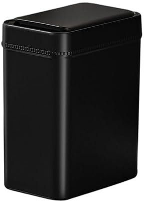 FLOWCASA Automatischer Sensor-Mülleimer 12L, Schwarz, schlankes Design | Mit Deckel und integriertem Pressring, berührungslos und geruchsreduzierend, 24,4 x 15,7 x 30,5 cm, für Küche und Bad