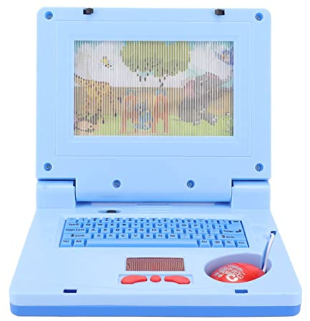 OEBUAFI Lern-Laptop für Kinder, elektronisches Lernspielzeug zum Lernen von Alphabet, Wörtern, Mathematik, Spielen und Musik (blaue Maus nicht einziehbar)