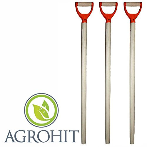 laguz 3 x Spatenstiel Grabegabel Spatengabel Stiel Holzstiel D Griff Plastik Ø 38 mm 100cm