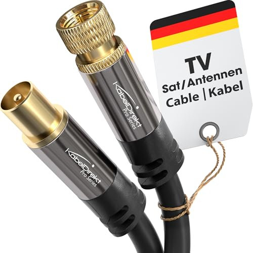 KabelDirekt – 1m Cable TV SAT (75 Ohm, HDTV, conector F a conector coaxial, cable coaxial soporta HDTV, DVB-T2, DVB-C, DVB-S, TV y Radio) PRO Series