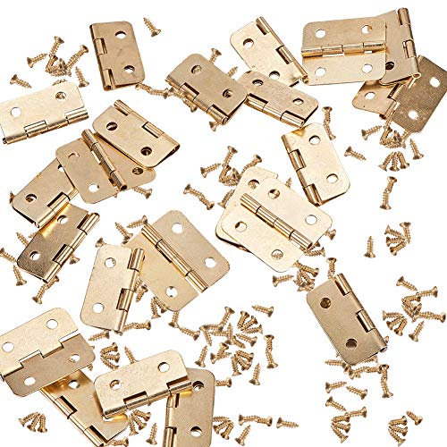 INCREWAY Lot de 50 mini charnières avec vis assorties pour boîte à bijoux en bois (laiton)