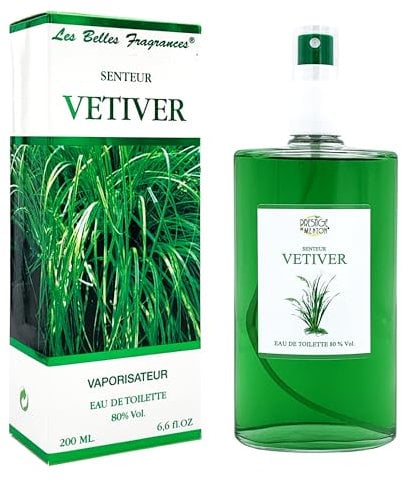 Eau de toilette Vetiver, par Prestige de Menton – Boisée et Épicée Hommes – Parfum Naturel et Raffiné aux Notes de Vétiver – Fabrication Artisanale en Côte d’Azur – Vaporisateur Rechargeable – 200 ml