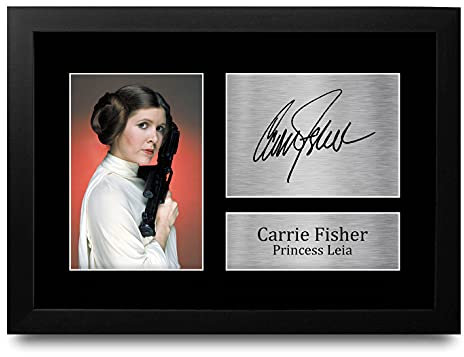 HWC Trading Carrie Fisher A4 Gerahmte Signiert Gedruckt Autogramme Bild Druck-Fotoanzeige Geschenk Für Star Wars Filmfans
