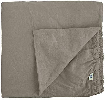 Linen & Cotton Weicher Griff Spannbettlaken Spannbetttuch Bettlaken mit Gummizug Alicia - 100% Leinen Gewaschen, Taupe (140 x 200 cm) Laken Leintuch Betttuch Bettwäsche Bett Doppelbett Boxspringbett