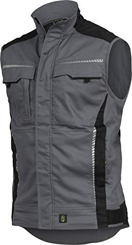 Leibwächter Arbeitsweste – Robuste & atmungsaktive Handwerker Weste für Arbeit & Handwerk – Stretchstoff – reflektierende Details – grau – Gr. 4XL