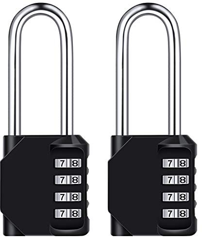 Diyife Combination Padlock, [2.6inch Long Shackle] 4 Digit Combination Lock, Padlock Weatherproof Outdoor for School Gym Locker, Shed, Fence, Hasp (2 Pack, Black)