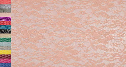 StoffBook BI-Stretch Spandex Spitze Blumenmuster Stoff Stoffe METERWARE, E064 (Altrosa)