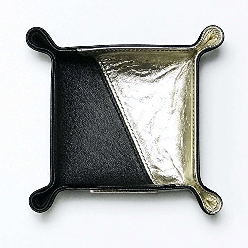 Doro von Hagen® Echt Leder Designer Schlüsselablage/kleiner Taschenleerer 14x14cm, Gold und Schwarz. LIMITED EDITION. Handgefertigt in unserem Atelier