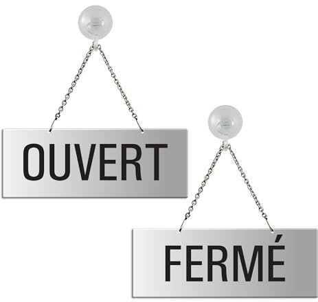 Panneau recto-verso Ouvert - Fermé en Aluminium anodisé avec Ventouse 175x65 mm No.31207-ES