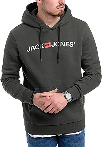 JACK & JONES Herren Kapuzenpullover (Raven (Corp 054 Raven-White, XL))