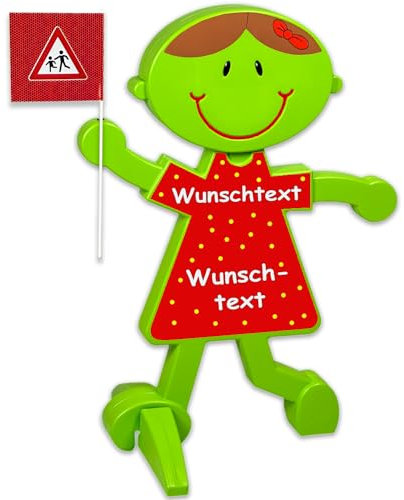 UvV Lisa Brems, Achtung vorsicht spielende Kinder Aufsteller als Warnschild Warnfigur für Spielstraßen, Kitas, Spielplätze (Mädchen Wunschtext)