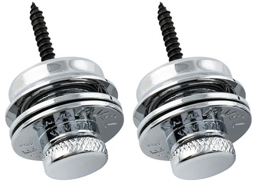 Musiclily Pro Stahl Heavy Duty Gitarre Strap Locks Buttons Security Locks Gitarrengurt Knöpfe Gitarrengurt Schloss für E-Gitarre Akustik Klassische Gitarre Bass,Chrom (2 Stück)