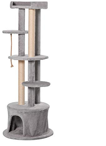 PawHut Cat Tree Kitten Tower w/ Scratching Post Condo Plush Perches Grey