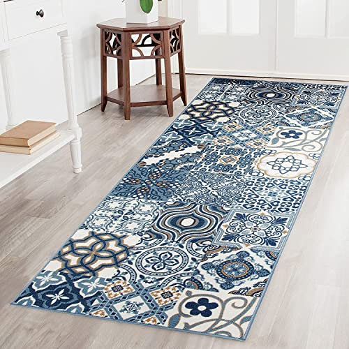 Teppichläufer Newport | Feinschlingen Teppich mit Muster | Läufer für Küche, Flur & Wohnraum | Modernes Design (80 x 150 cm)