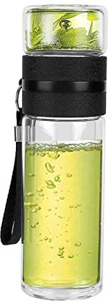 OUKENS Teekanne mit Sieb, 350ml Tee Trennbecher für Haus und Büro Gebrauch, doppelwandige Glas Teekanne, Wasserflasche, Geschenk Isolierglas Tasse