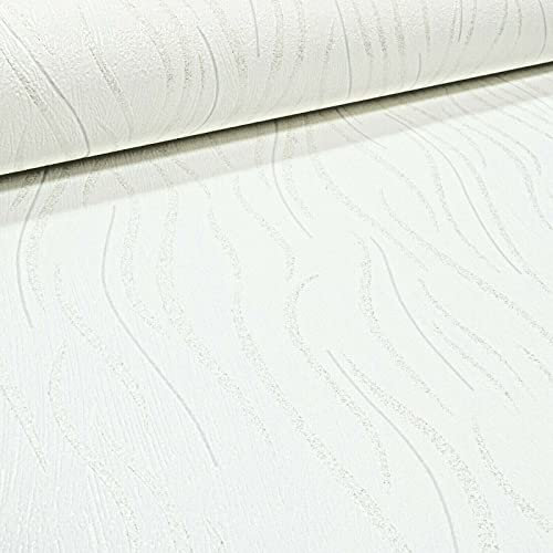 SOPHIE LAURENCE Plain Metallic Glitter Wave Stripe Textured Vinyl Thick Wallpaper Living Room Bedroom Hall