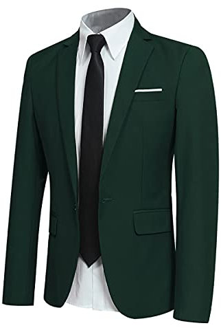 Allthemen Chaqueta Casual para Hombre Slim Fit de Traje Formal de Negocios Un Botón de Un Solo Pecho Esmoquin Elegante Verde XL