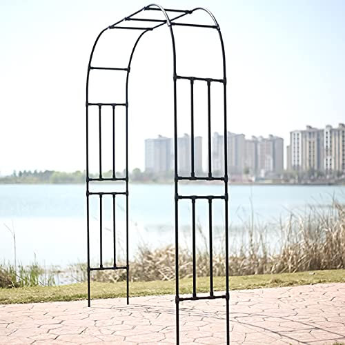 RCBDBSM Rosenbogen aus Metall Höhe 240 cm/270 cm, Breit 120cm 150cm 180cm 200cm 210cm 220cm 230cm 240cm 250cm 280cm 300cm 320cm Torbogen für Kletterpflanzen, Schwarz,H270cm-W280cm